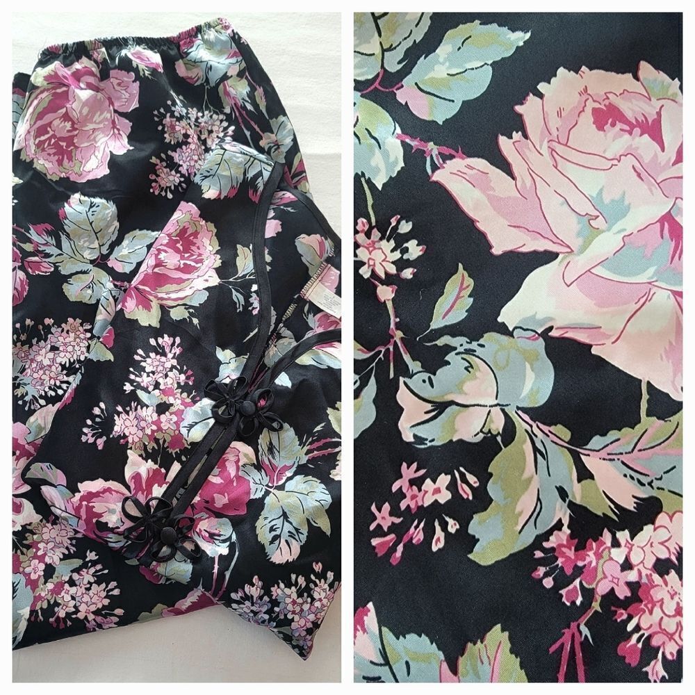 PJ set. Size S. Floral 100% polyester silk feel.